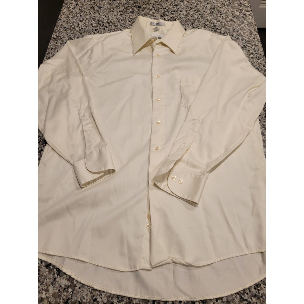 GEOFFREY BEENE Sateen Wrinkle Free‎ Mens Dress Shirt Ivory 16 1/2 34 35